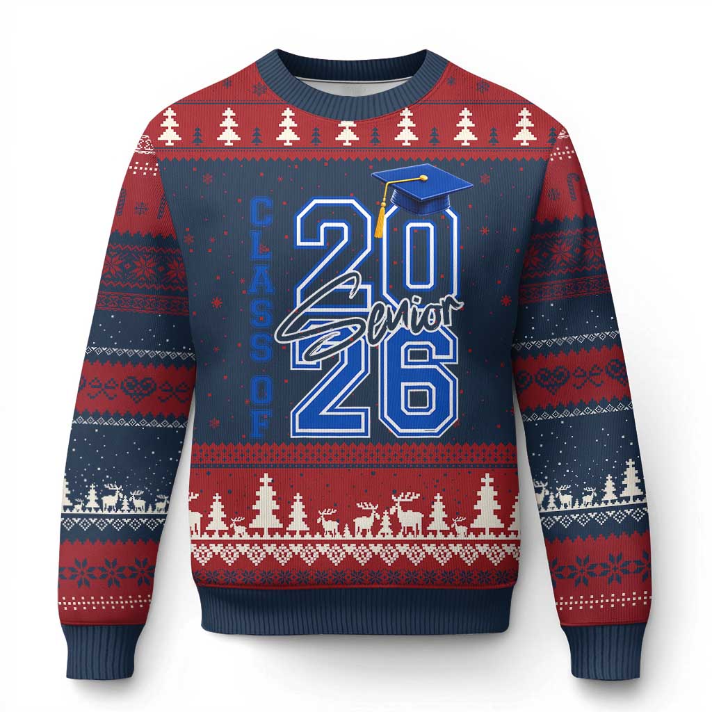 Class of 2026 Senior Ugly Christmas Sweater School Graduation 26 TS11 Navy Red Print Your Wear