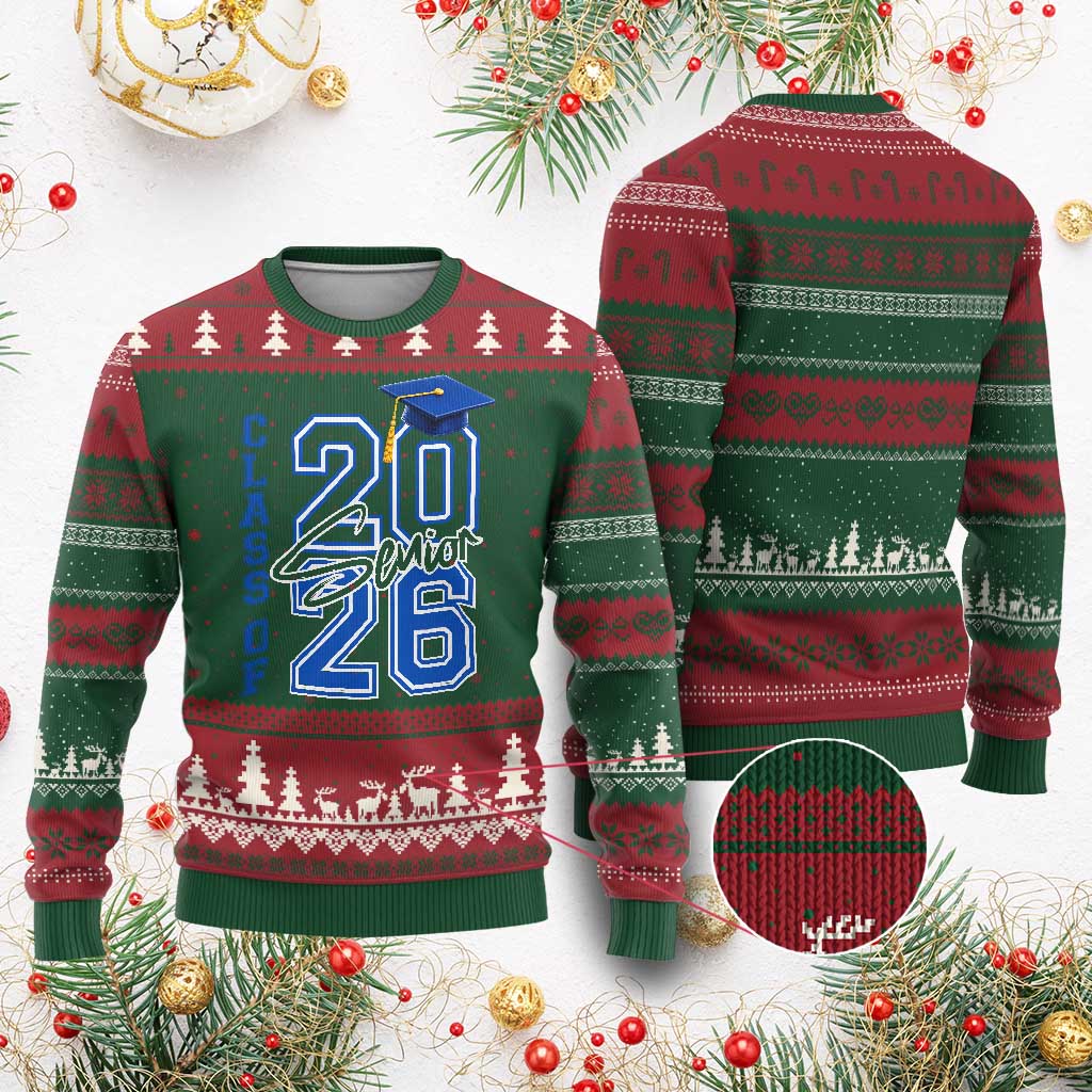 Class of 2026 Senior Ugly Christmas Sweater School Graduation 26 TS11 Red Green Print Your Wear