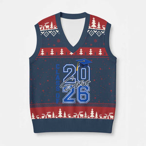 Class of 2026 Senior V-Neck Knit Sweater Vest School Graduation 26 TS11 Navy Red Print Your Wear