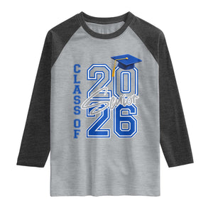 Class of 2026 Senior Raglan Shirt School Graduation 26 TS11 Heather Gray Heather Charcoal Print Your Wear