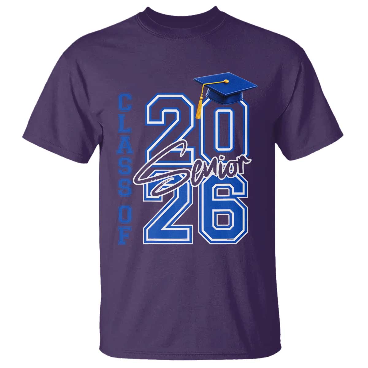 Class of 2026 Senior T Shirt School Graduation 26 TS11 Purple Print Your Wear