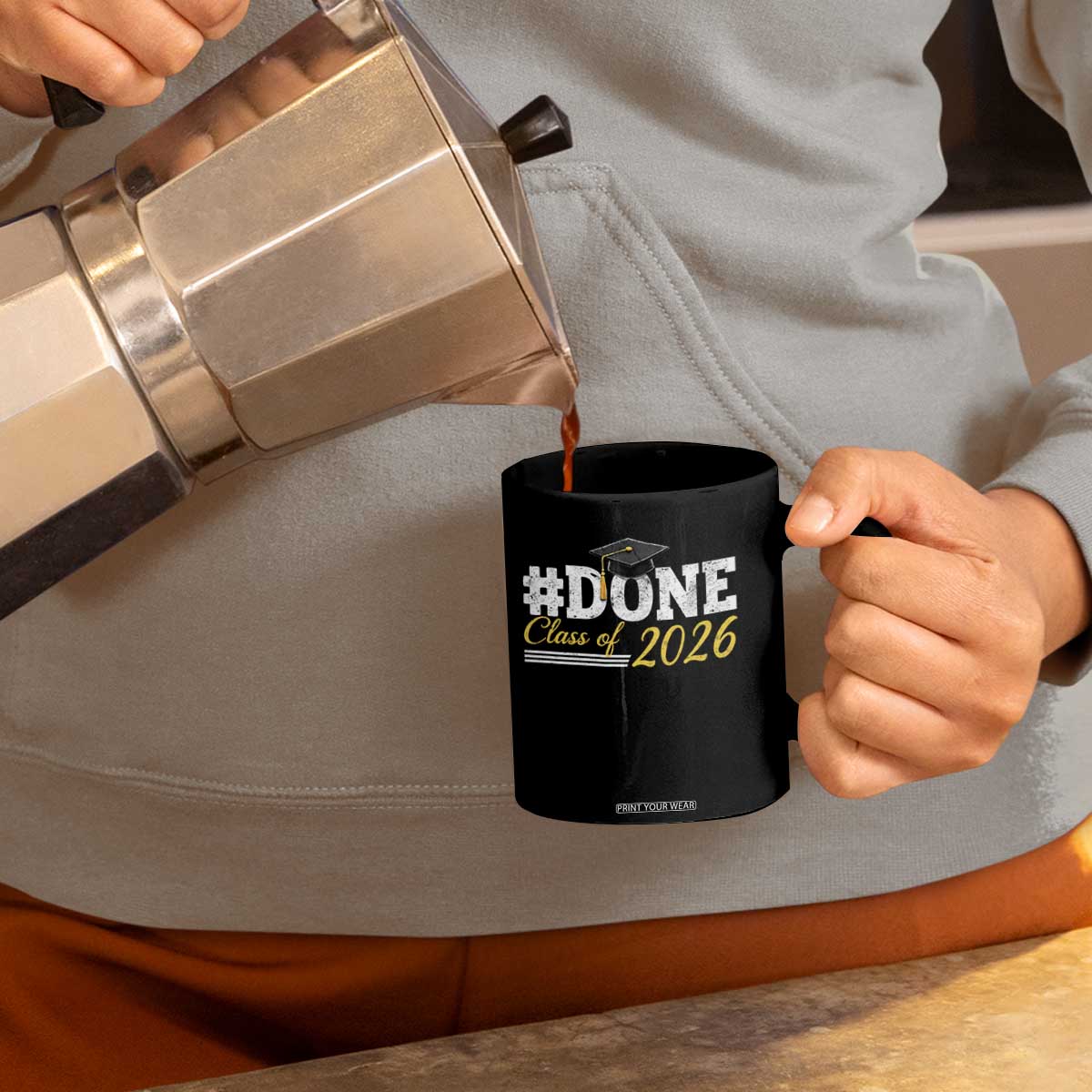Done Class of 2026 Graduation Coffee Mug Mortarboard Graphic TS11 Print Your Wear