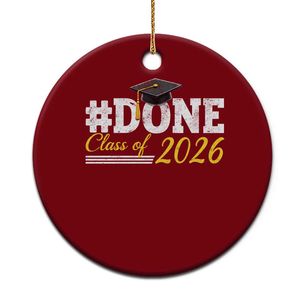 Done Class of 2026 Graduation Ceramic Ornament Mortarboard Graphic TS11 1pc Red Print Your Wear