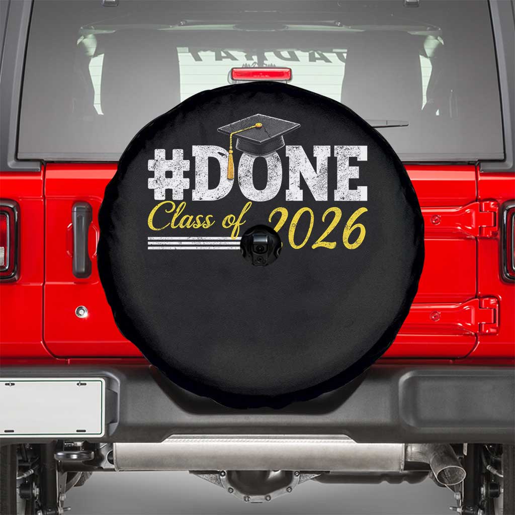 Done Class of 2026 Graduation Spare Tire Cover Mortarboard Graphic TS11 Black Print Your Wear