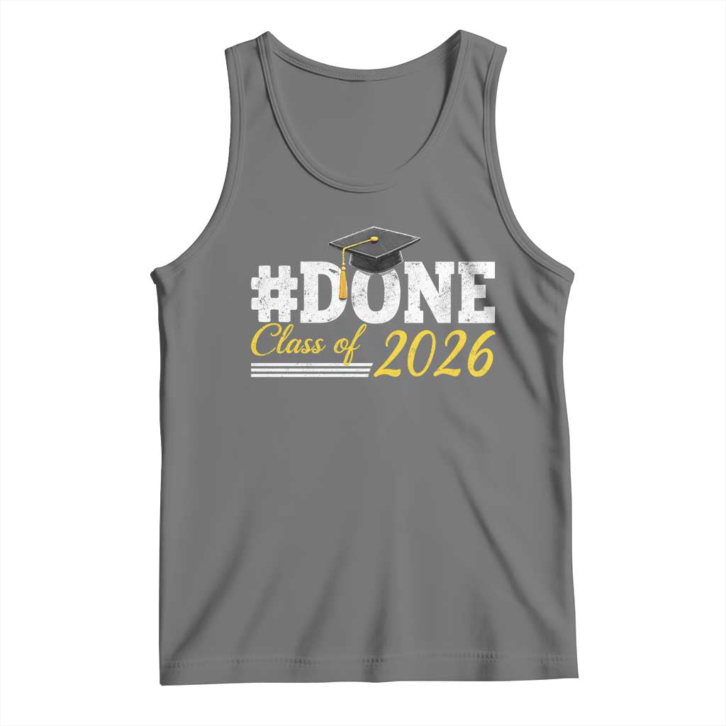 Done Class of 2026 Graduation Tank Top Mortarboard Graphic TS11 Black Heather Print Your Wear