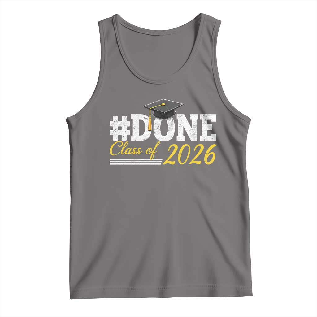 Done Class of 2026 Graduation Tank Top Mortarboard Graphic TS11 Deep Heather Print Your Wear