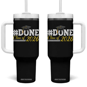 Done Class of 2026 Graduation Tumbler With Handle Mortarboard Graphic TS11 One Size: 40 oz Black Print Your Wear