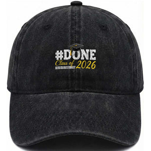 Done Class of 2026 Graduation Washed Cotton Baseball Cap Mortarboard Graphic TS11 Print Your Wear