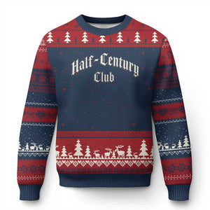 50th Birthday Ugly Christmas Sweater Half Century Club Gothic 50 Years Old Bday TS11 Navy Red Print Your Wear