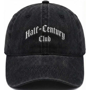 50th Birthday Washed Cotton Baseball Cap Half Century Club Gothic 50 Years Old Bday TS11 Print Your Wear