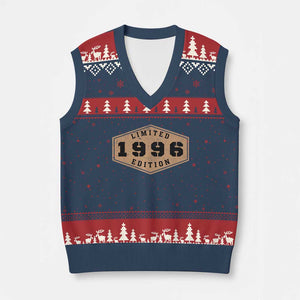 30th Birthday V-Neck Knit Sweater Vest 1996 Limited Edition Gifts For Turning 30 TS11 Navy Red Print Your Wear