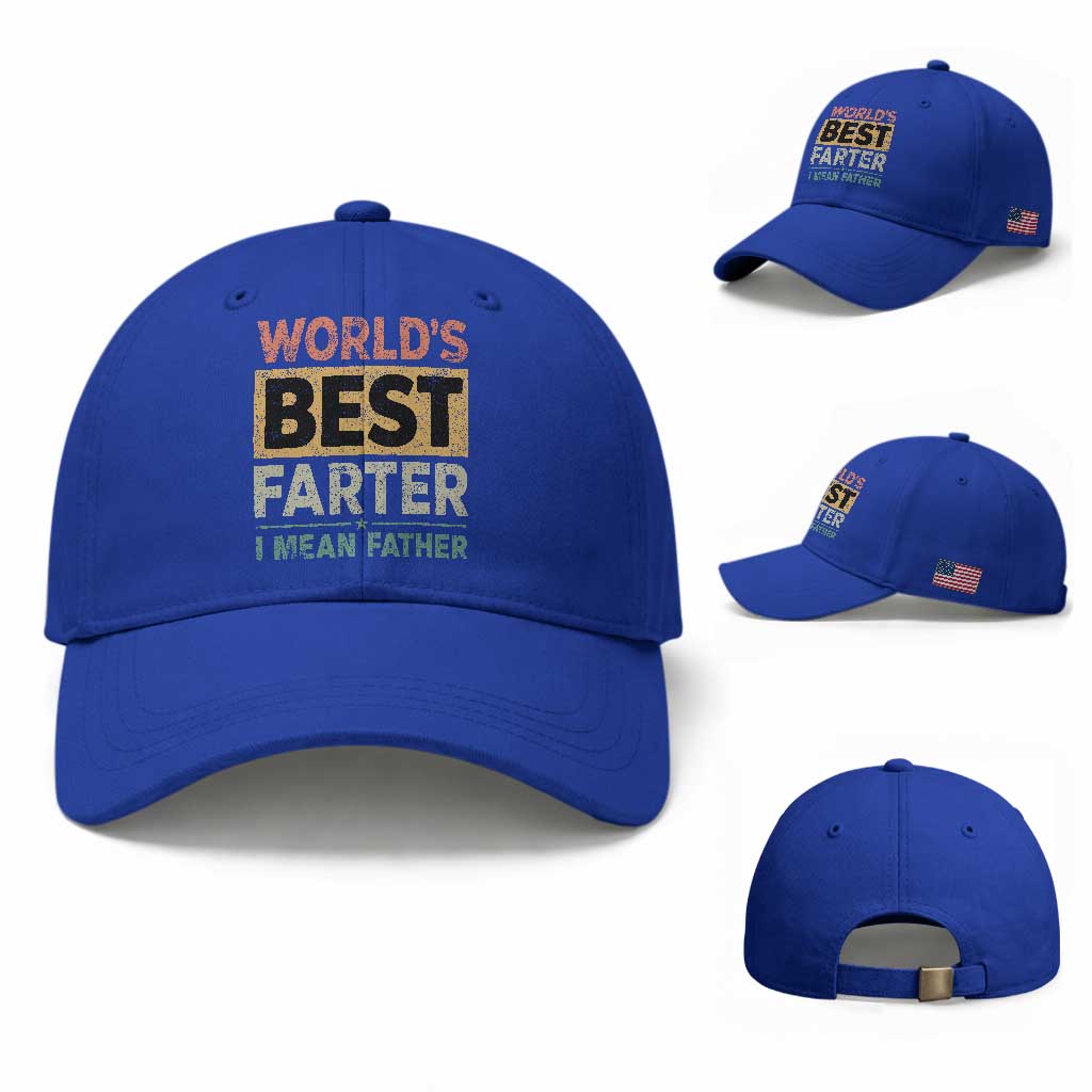 Worlds Best Farter I Mean Father Baseball Cap Funny Farted Dad Father's Day TS11 Baseball Cap Universal Fit Royal Blue Print Your Wear