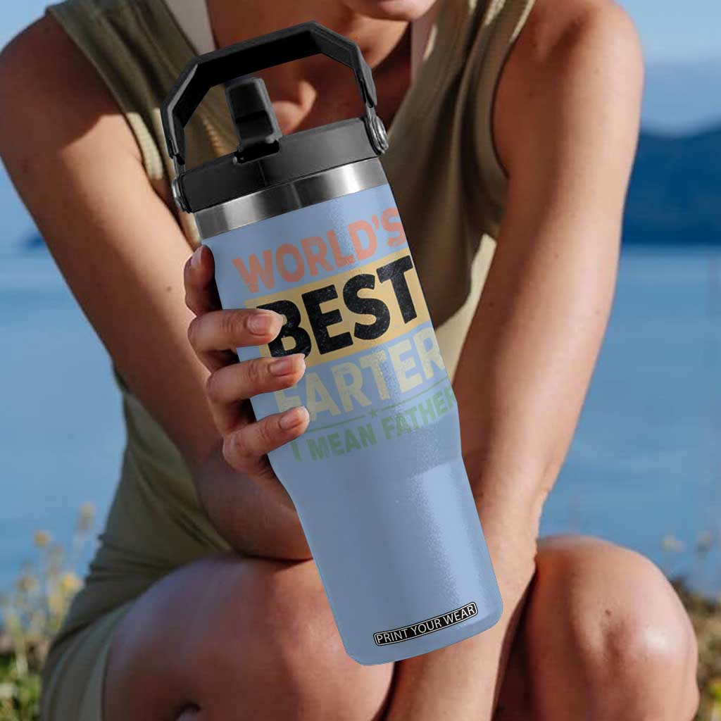 Worlds Best Farter I Mean Father Flip Straw Tumbler Funny Farted Dad Father's Day TS11 One Size: 30 oz Light Blue Print Your Wear