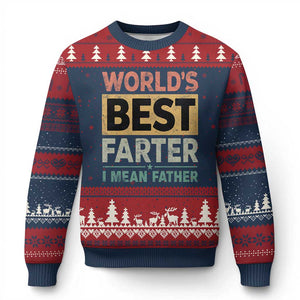 Worlds Best Farter I Mean Father Ugly Christmas Sweater Funny Farted Dad Father's Day TS11 Navy Red Print Your Wear
