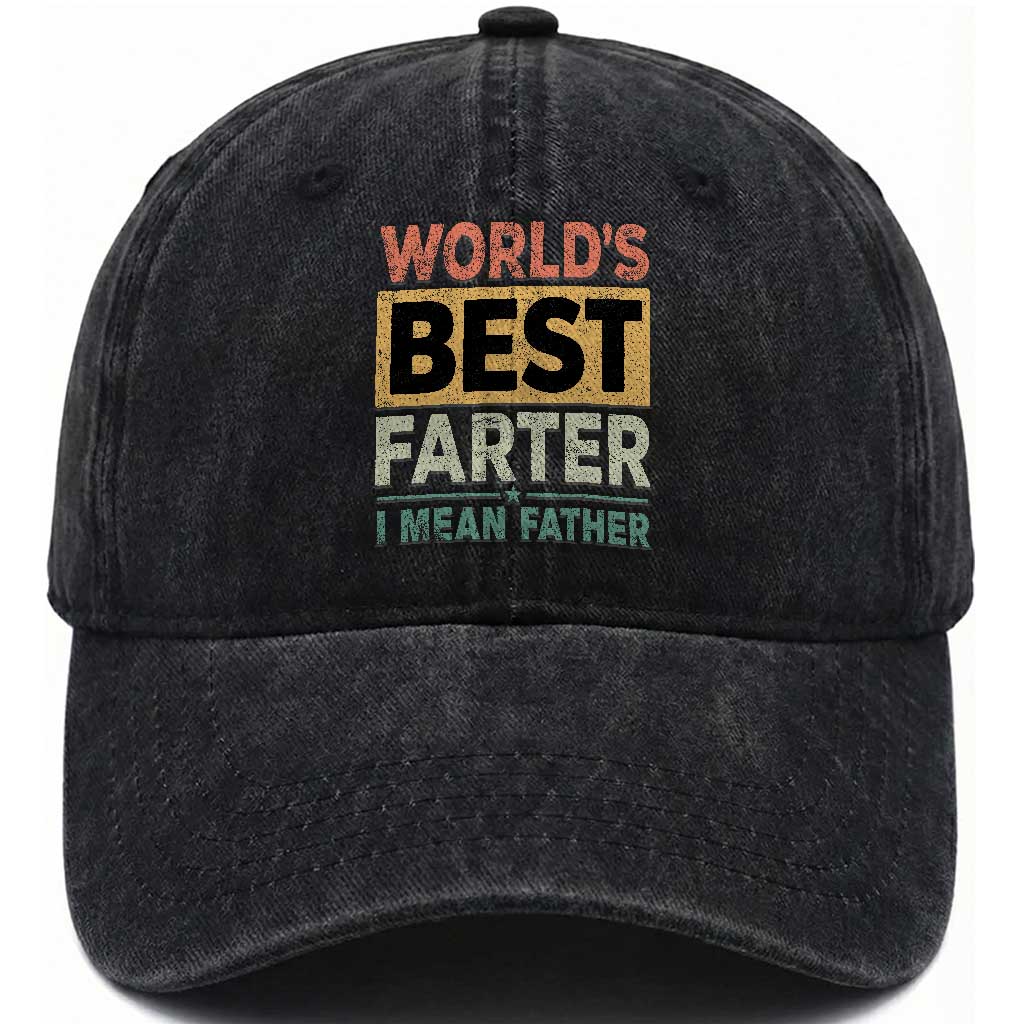 Worlds Best Farter I Mean Father Washed Cotton Baseball Cap Funny Farted Dad Father's Day TS11 Print Your Wear