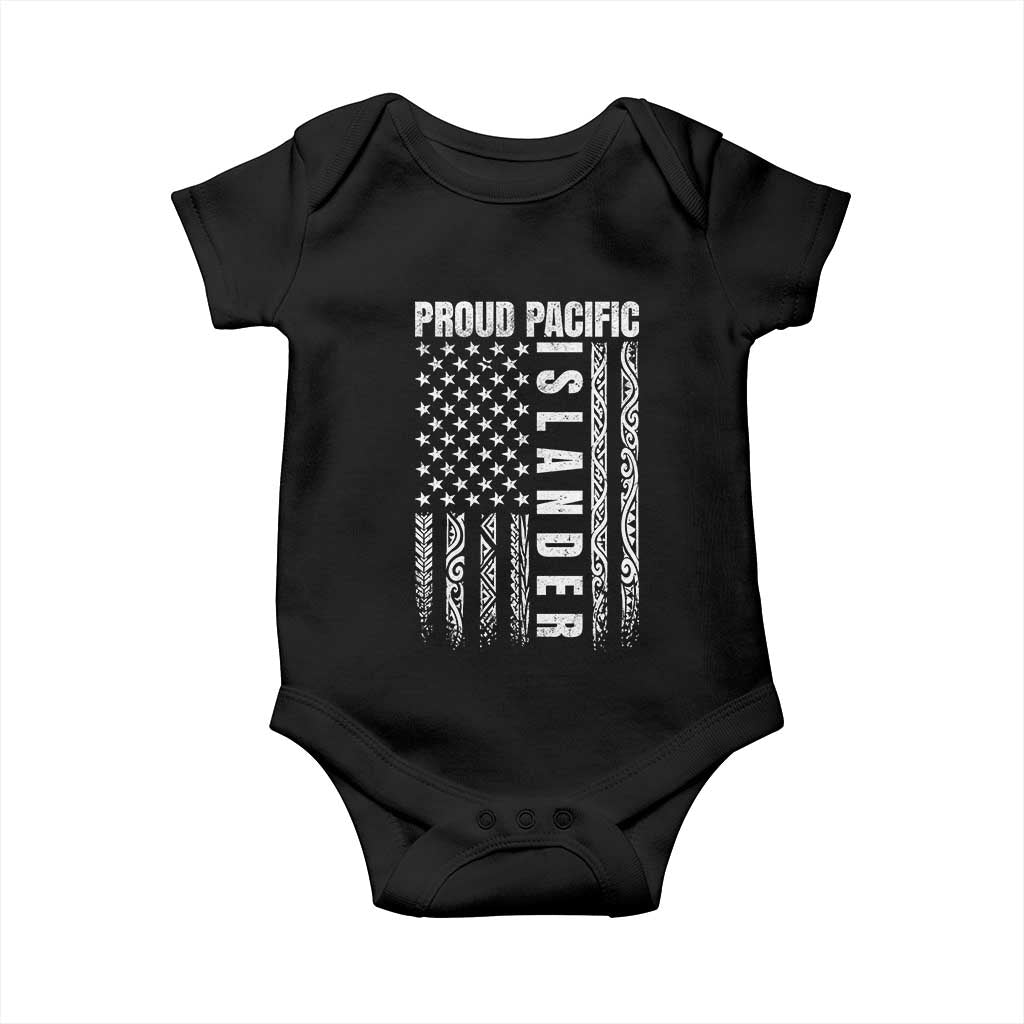 Proud Pacific Islander Baby Onesie AAPI Heritage Month Polynesian Tribal American Flag TS11 Black Print Your Wear