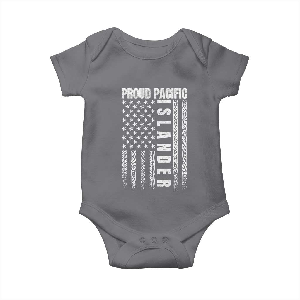 Proud Pacific Islander Baby Onesie AAPI Heritage Month Polynesian Tribal American Flag TS11 Charcoal Print Your Wear