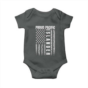 Proud Pacific Islander Baby Onesie AAPI Heritage Month Polynesian Tribal American Flag TS11 Dark Heather Print Your Wear