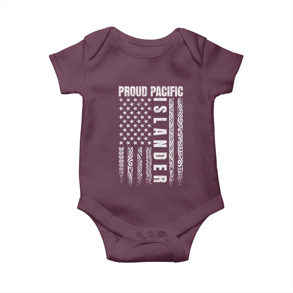 Proud Pacific Islander Baby Onesie AAPI Heritage Month Polynesian Tribal American Flag TS11 Maroon Print Your Wear