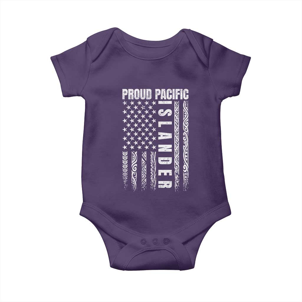 Proud Pacific Islander Baby Onesie AAPI Heritage Month Polynesian Tribal American Flag TS11 Purple Print Your Wear