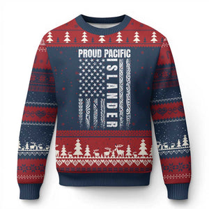 Proud Pacific Islander Ugly Christmas Sweater AAPI Heritage Month Polynesian Tribal American Flag TS11 Navy Red Print Your Wear