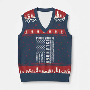 Proud Pacific Islander V-Neck Knit Sweater Vest AAPI Heritage Month Polynesian Tribal American Flag TS11 Navy Red Print Your Wear