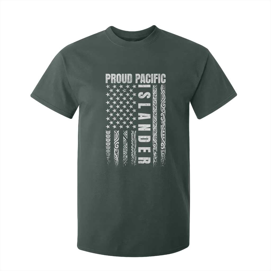 Proud Pacific Islander T Shirt For Kid AAPI Heritage Month Polynesian Tribal American Flag TS11 Dark Forest Green Print Your Wear