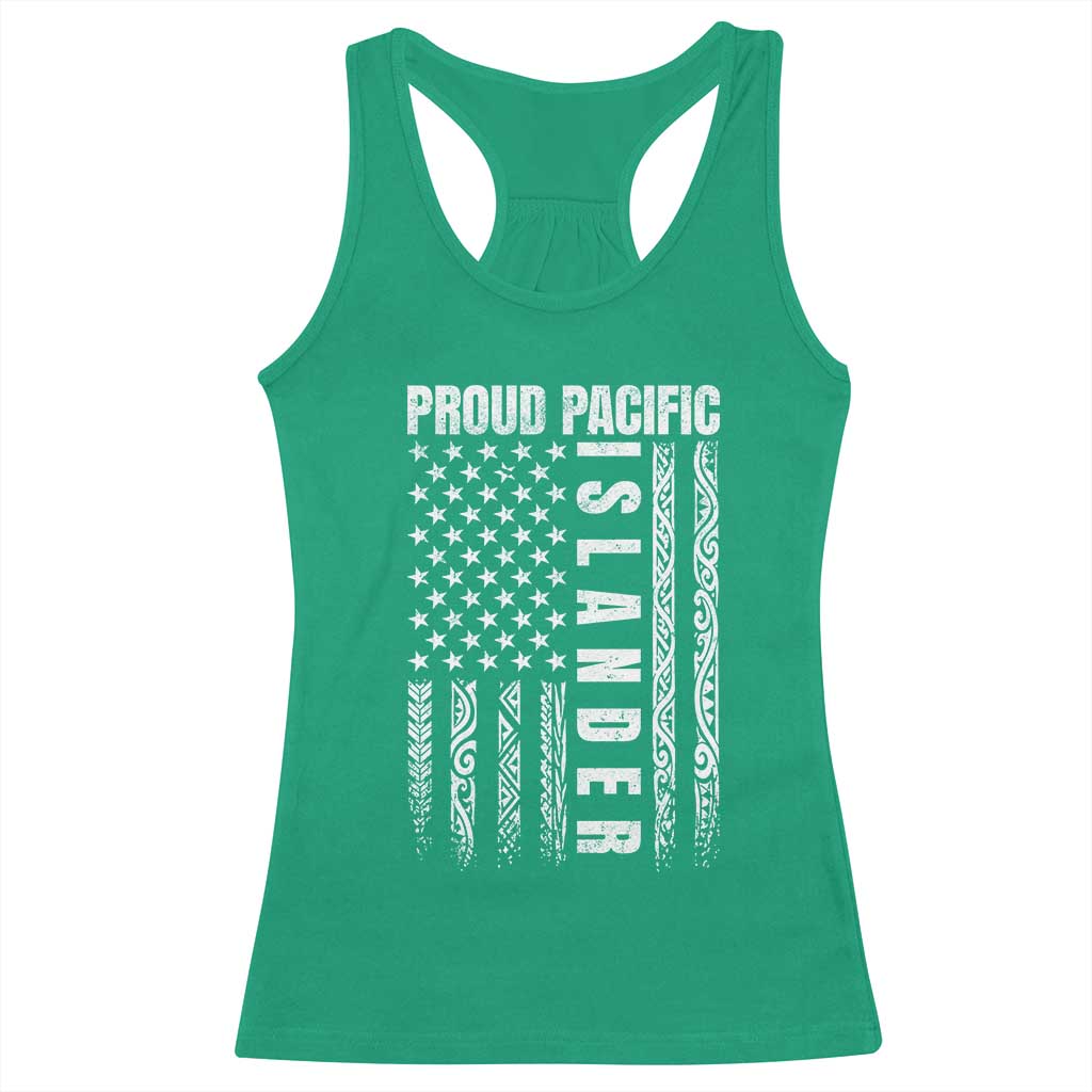 Proud Pacific Islander Racerback Tank Top AAPI Heritage Month Polynesian Tribal American Flag TS11 Irish Green Print Your Wear