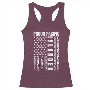 Proud Pacific Islander Racerback Tank Top AAPI Heritage Month Polynesian Tribal American Flag TS11 Maroon Print Your Wear
