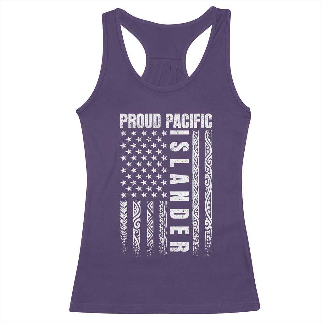 Proud Pacific Islander Racerback Tank Top AAPI Heritage Month Polynesian Tribal American Flag TS11 Purple Print Your Wear
