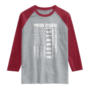Proud Pacific Islander Raglan Shirt AAPI Heritage Month Polynesian Tribal American Flag TS11 Heather Gray Heather Red Print Your Wear