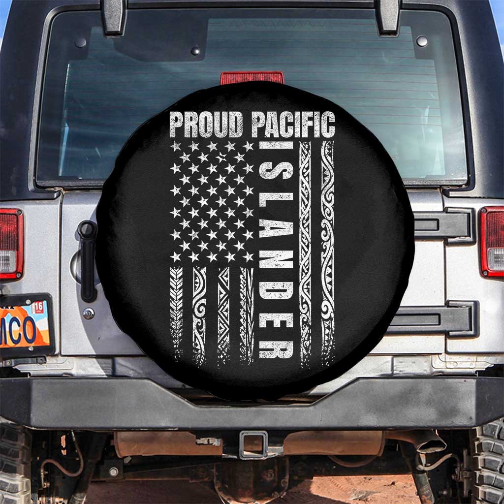 Proud Pacific Islander Spare Tire Cover AAPI Heritage Month Polynesian Tribal American Flag TS11 No hole Black Print Your Wear