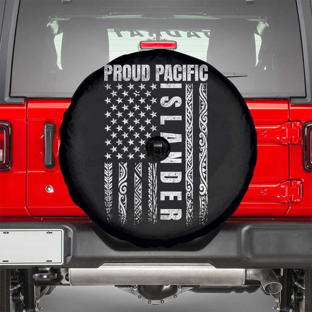 Proud Pacific Islander Spare Tire Cover AAPI Heritage Month Polynesian Tribal American Flag TS11 Black Print Your Wear