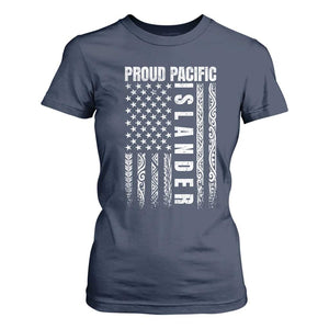 Proud Pacific Islander T Shirt For Women AAPI Heritage Month Polynesian Tribal American Flag TS11 Navy Print Your Wear