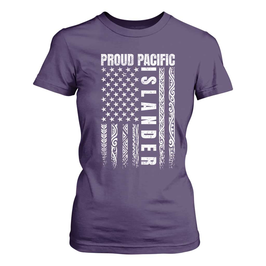 Proud Pacific Islander T Shirt For Women AAPI Heritage Month Polynesian Tribal American Flag TS11 Purple Print Your Wear