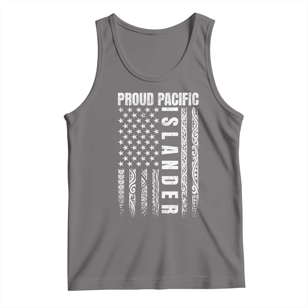 Proud Pacific Islander Tank Top AAPI Heritage Month Polynesian Tribal American Flag TS11 Deep Heather Print Your Wear