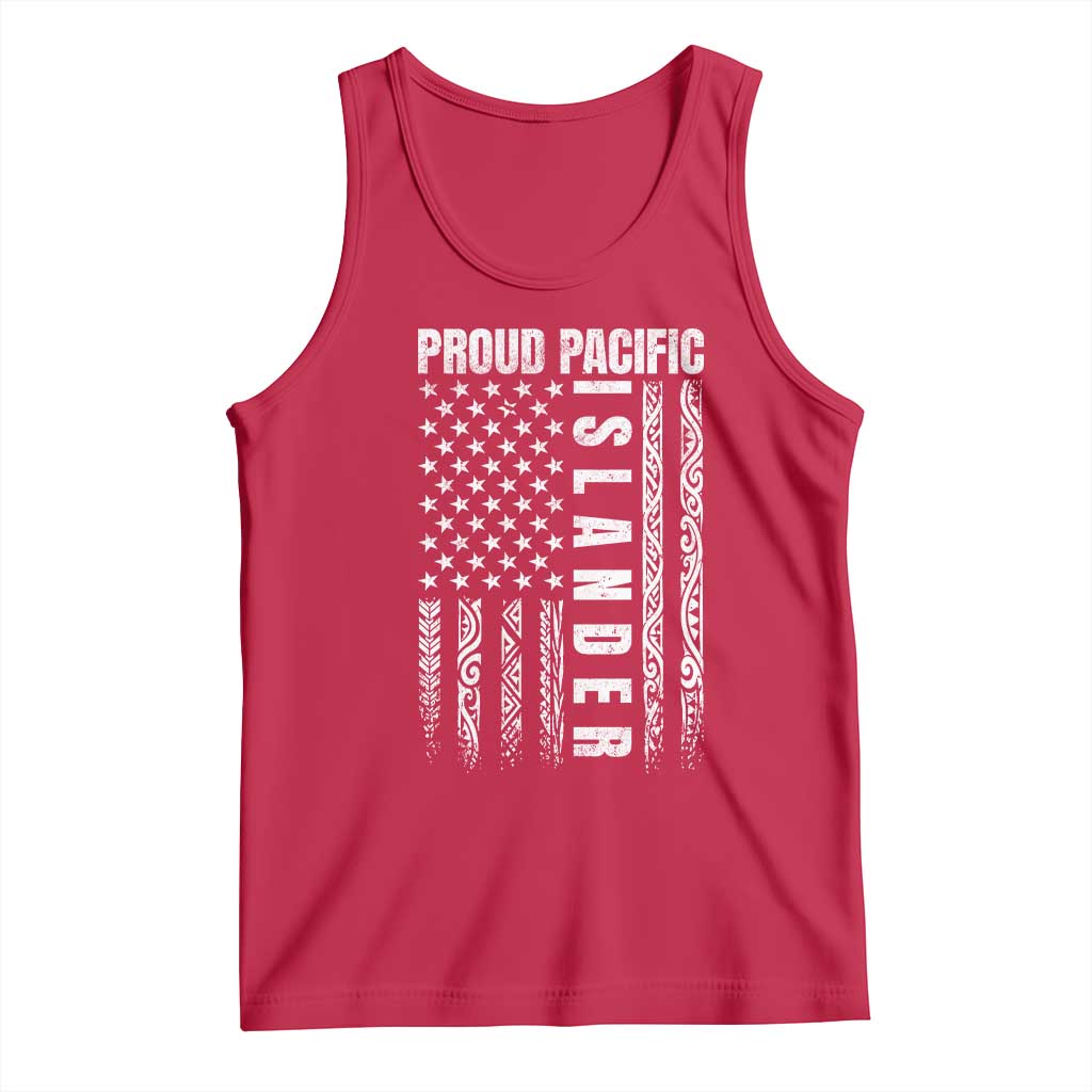 Proud Pacific Islander Tank Top AAPI Heritage Month Polynesian Tribal American Flag TS11 Red Print Your Wear