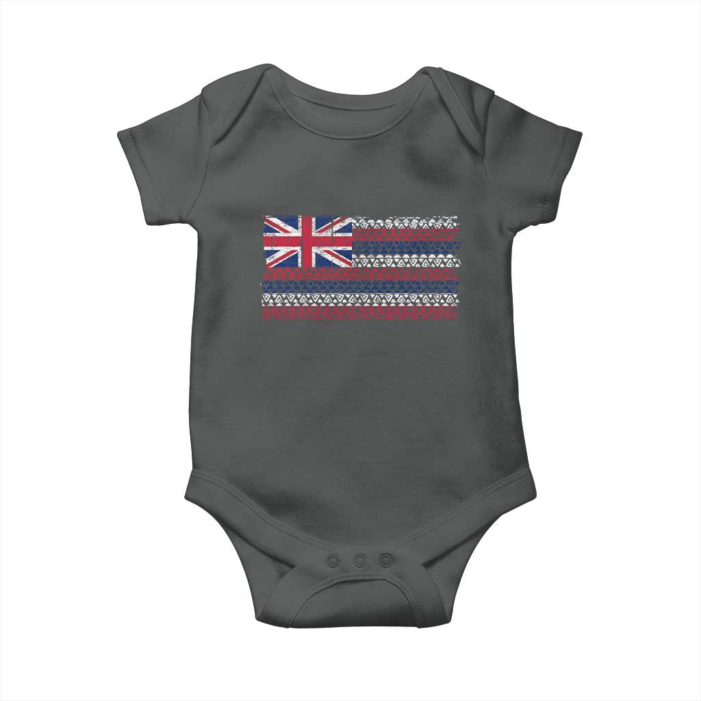 Hawaiian Tribal Flag State of Hawaii Baby Onesie TS11 Dark Heather Print Your Wear