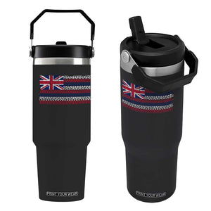 Hawaiian Tribal Flag State of Hawaii Flip Straw Tumbler TS11 One Size: 30 oz Black Print Your Wear