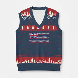 Hawaiian Tribal Flag State of Hawaii V-Neck Knit Sweater Vest TS11 Navy Red Print Your Wear