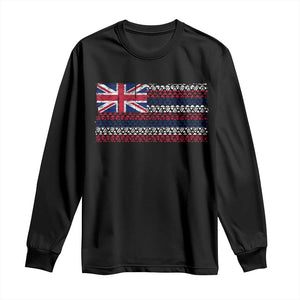 Hawaiian Tribal Flag State of Hawaii Long Sleeve Shirt TS11 Black Print Your Wear