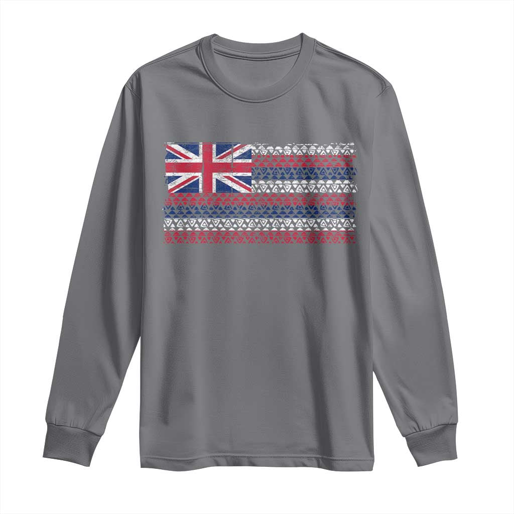 Hawaiian Tribal Flag State of Hawaii Long Sleeve Shirt TS11 Charcoal Print Your Wear