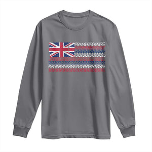 Hawaiian Tribal Flag State of Hawaii Long Sleeve Shirt TS11 Charcoal Print Your Wear