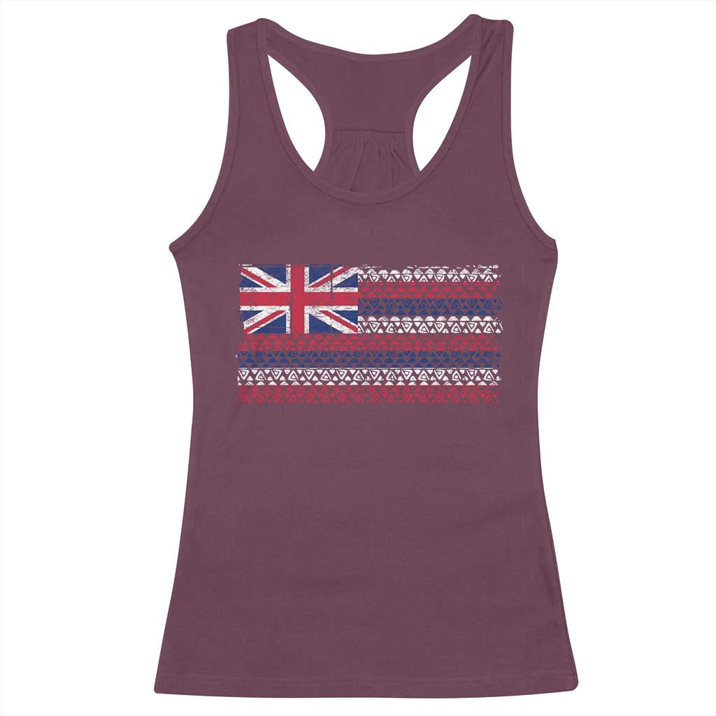 Hawaiian Tribal Flag State of Hawaii Racerback Tank Top TS11 Maroon Print Your Wear