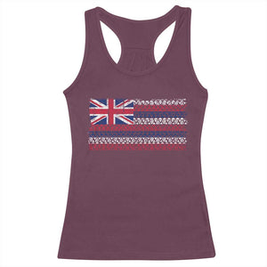 Hawaiian Tribal Flag State of Hawaii Racerback Tank Top TS11 Maroon Print Your Wear