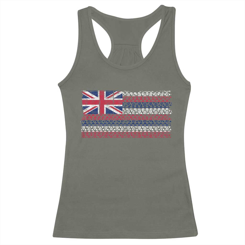 Hawaiian Tribal Flag State of Hawaii Racerback Tank Top TS11 Military Green Print Your Wear