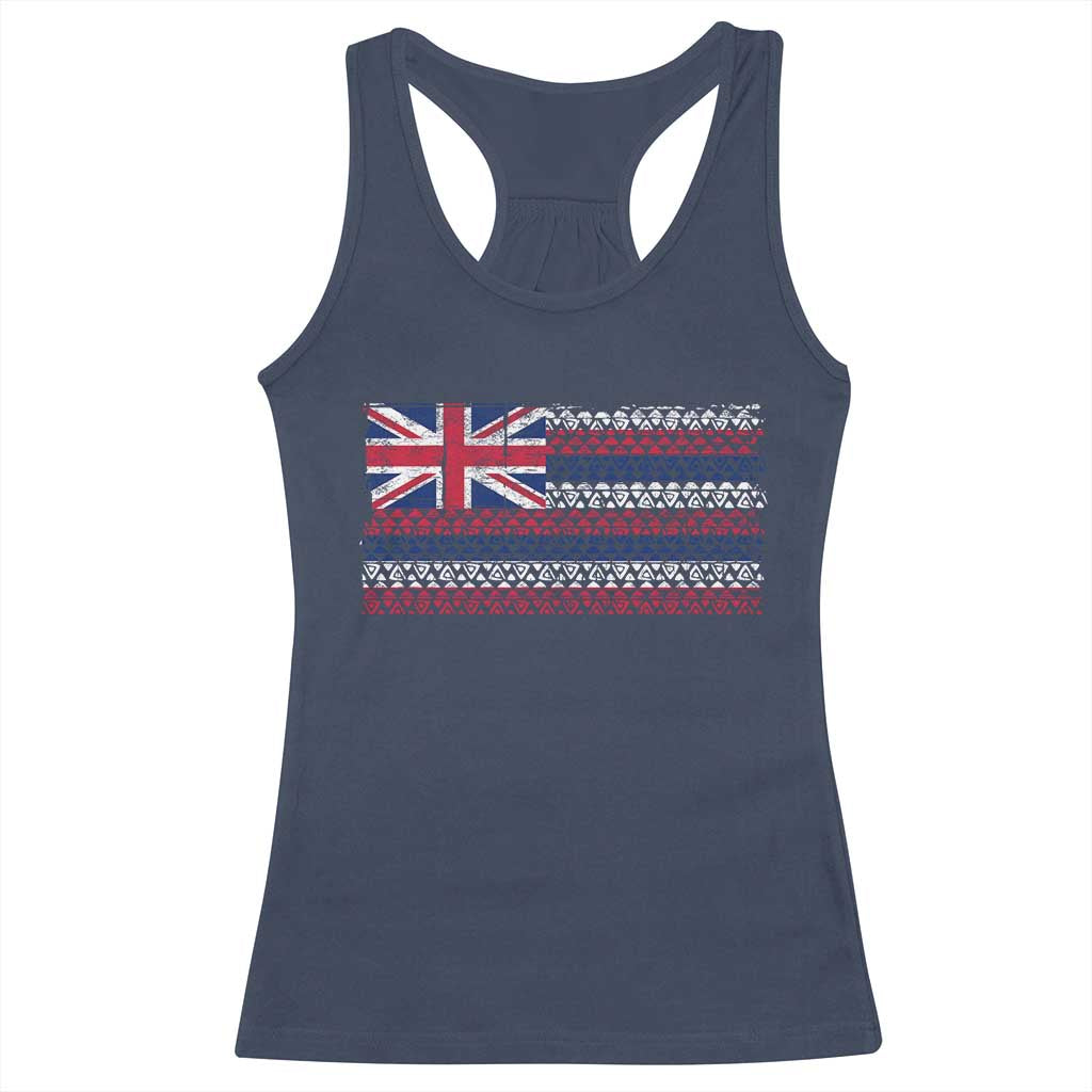 Hawaiian Tribal Flag State of Hawaii Racerback Tank Top TS11 Navy Print Your Wear