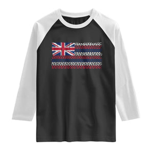 Hawaiian Tribal Flag State of Hawaii Raglan Shirt TS11 Black White Print Your Wear