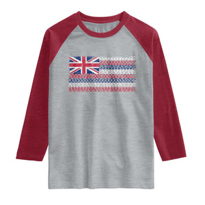 Hawaiian Tribal Flag State of Hawaii Raglan Shirt TS11 Heather Gray Heather Red Print Your Wear
