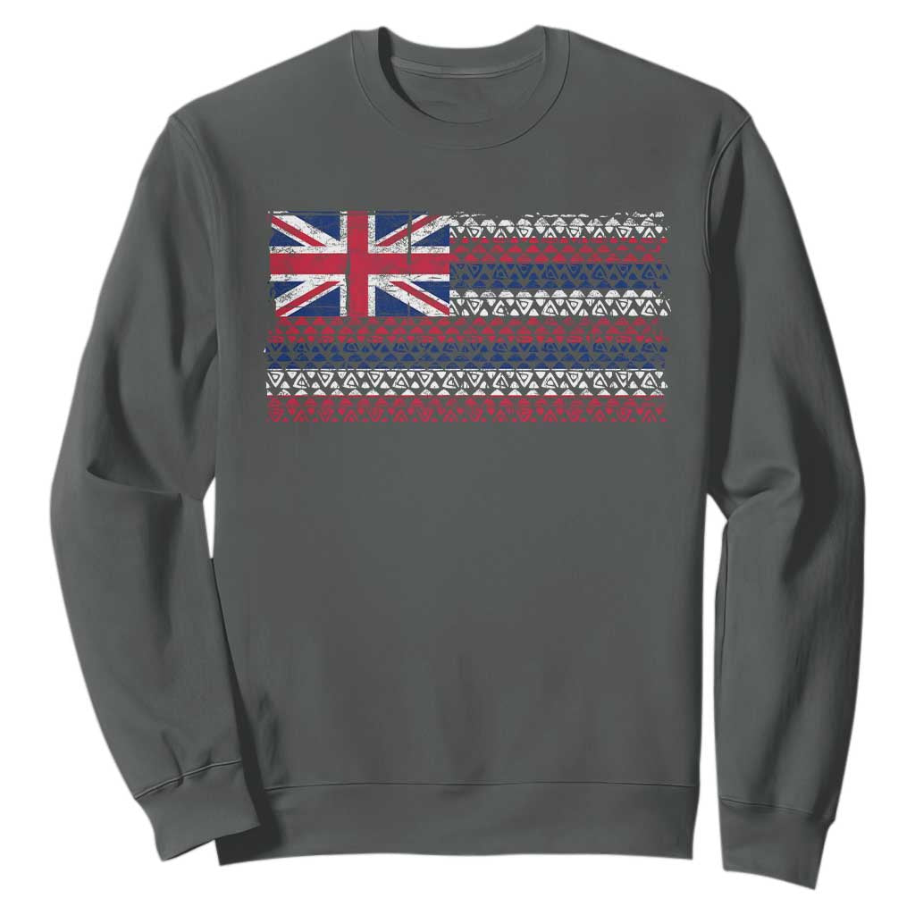 Hawaiian Tribal Flag State of Hawaii Sweatshirt TS11 Dark Heather Print Your Wear